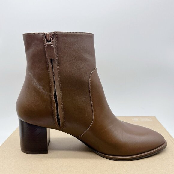 Stuart Weitzman Ryland 60 Zip Leather Ankle Heeled Boots Booties Brown US 9.5 - Picture 9 of 14